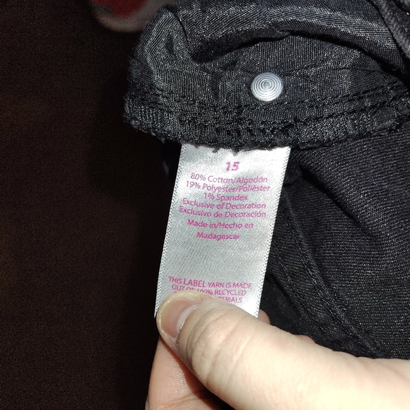 No Boundaries Black Denim Pants Rhinestone Studded Juniors Size 15 Flare - Picture 3 of 4